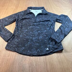 Tek Gear Camo Hoodie Womens Large Black Gray Athletic Zip Pocket